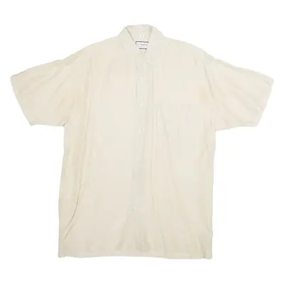 LES CHEMIS Mens Plain Shirt Brown Silk Long Sleeve S