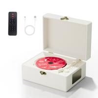 Yintiny Rechargeable Leather CD Player with Speakers; Bluetooth Transmitter; Festival Gift; BGM Player for Home Decor cd play...