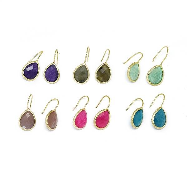 Natural Gemstone Dangle Earrings