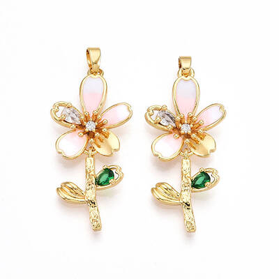 Brass Micro Pave Cubic Zirconia Pendants