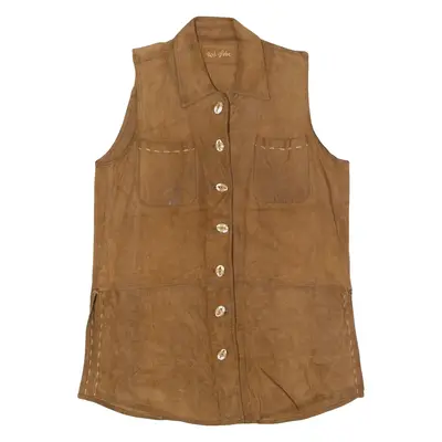 RED GLOBE Womens Waistcoat Brown Leather L