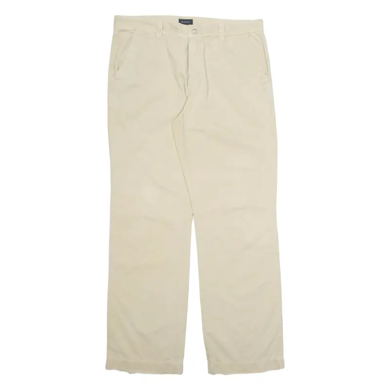 GANT Mens Trousers Cream Regular Straight W36 L33