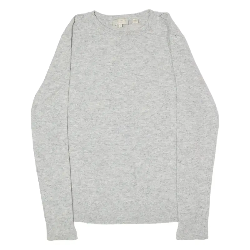 TED BAKER Womens Jumper Grey Crew Neck Tight Knit S