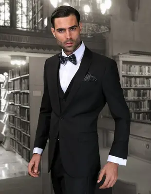 Statement Men's Outlet Wool Suit - 3 Piece, Ultra Slim Fit, Solid Colors