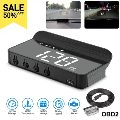 M3 Car OBD2 HUD Head Up Display Digital  Gauge Speedometer，MPH KMH RPM Warning Alarm Meter, Electronic Overspeed Warning Pr...