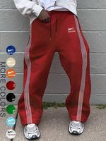 Men's Letter & Star & Striped Print Drawstring Waist Sweatpants, Regular Fit Casual Street Elastic Waist Straight Leg Trouser...