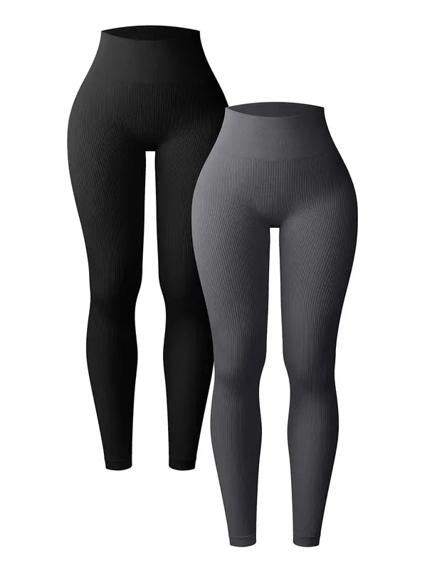 Women's High-Waisted Seamless Yoga Pants, Stretchy Casual Sportswear, Tight-Fit Plain Design, All-Season Fitness Running Bott...
