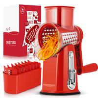 SUMETAS Rotary Cheese Grater with Handle, 5 Replacement Blades, BPA Free, Built-in Strong Suction Base, Dishwasher Safe, 18/1...