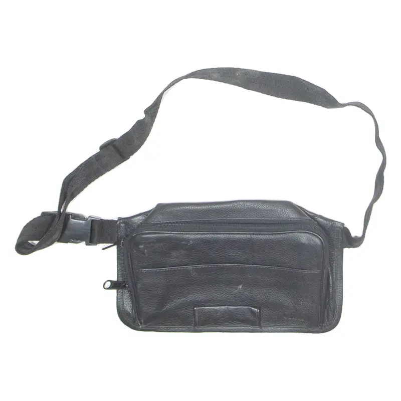CHAI Womens Bum Bag Black Leather 90s