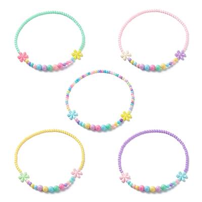 Flower Opaque Acrylic Stretch Kid Necklaces