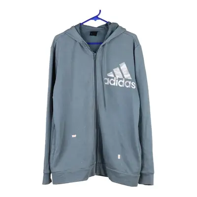 Bootleg Adidas Hoodie - Large Blue Cotton Blend