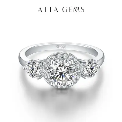 3 Colorful Stone Synthetic Moissanite Ring D Color VVS1 for Women Anniversary Gift Wedding Band Elegant Daily Ring Luxury Je...