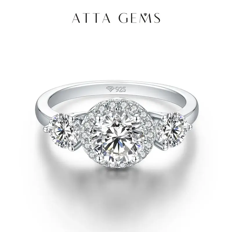 3 Colorful Stone Synthetic Moissanite Ring D Color VVS1 for Women Anniversary Gift Wedding Band Elegant Daily Ring  Luxury Je...