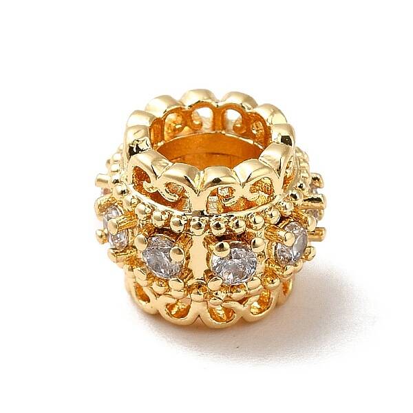 Brass Micro Pave Cubic Zirconia European Beads
