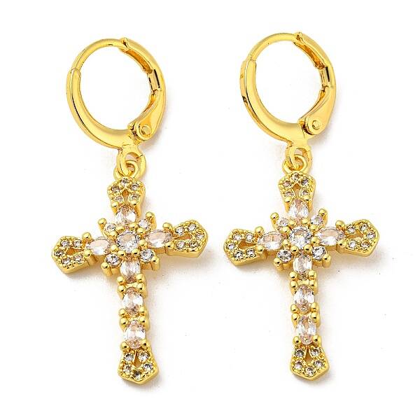 Real 18K Gold Plated Brass Dangle Leverback Earrings
