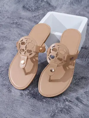 Women's Fashionable Hollow Out Design Slide Sandals, Casual Comfortable Flat Sandals for Summer, Lightweight Breathable Shoes...
