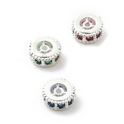 Brass Micro Pave Cubic Zirconia Beads