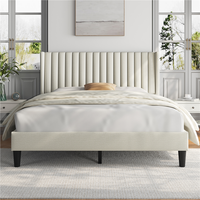 Yaheetech Upholstered Bed Frame Full/Queen/King with Wooden Slat Support, No Box Spring Needed, Durable Construction, Easy As...