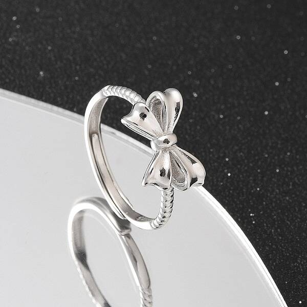 925 Sterling Silver Bowknot Adjustable Rings for Women