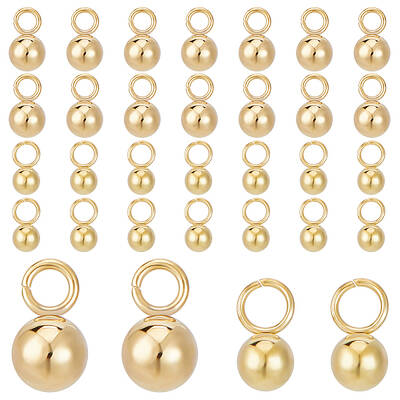60Pcs 2 Sizes Ion Plating(IP) 304 Stainless Steel Sphere Charms