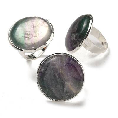 Natural Fluorite Round Adjustable Rings