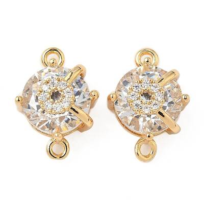 Brass Pave Clear Cubic Zirconia Connector Charms