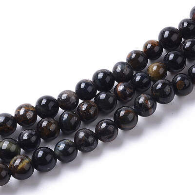 Grade AB Natural Blue Tiger Eye(Dyed & Heated) Beads Strands