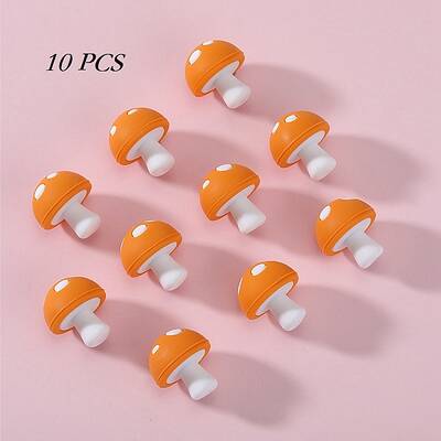 10Pcs Mushroom Silicone Focal Beads