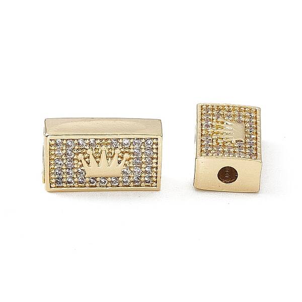 Brass Micro Pave Clear Cubic Zirconia Beads