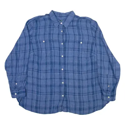 LAUREN RALPH LAUREN Womens Denim Shirt Blue Check Long Sleeve L