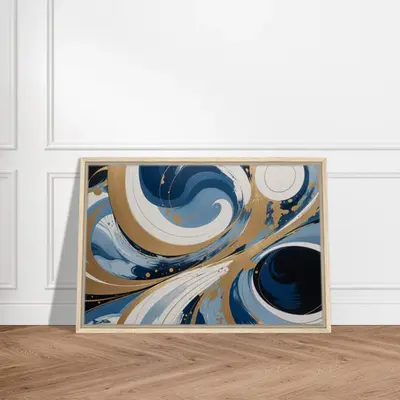 Infinite Flow - Abstract Gold and Navy Whirls