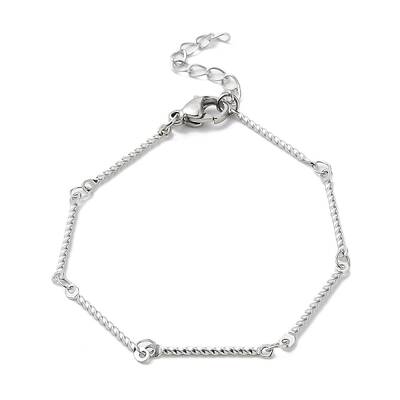 Non-Tarnish 304 Stainless Steel Twist Bar Link Chain Bracelet