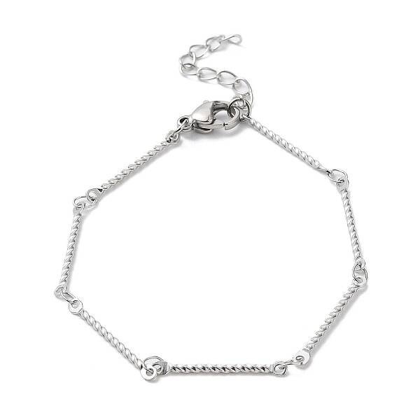 Non-Tarnish 304 Stainless Steel Twist Bar Link Chain Bracelet