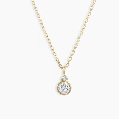 Gold Vermeil Round Cut Personalized Birthstone & Round Pendant Necklace