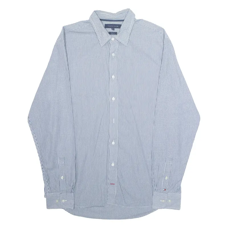 TOMMY HILFIGER Slim Fit Mens Shirt White Pinstripe Long Sleeve XL