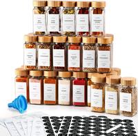DWTS Danweitesi 36 Pcs Glass Spice Jars with Bamboo Lids & Labels, 4 Oz Spice Bottles, 180 Labels, Square Glass, Dishwasher S...