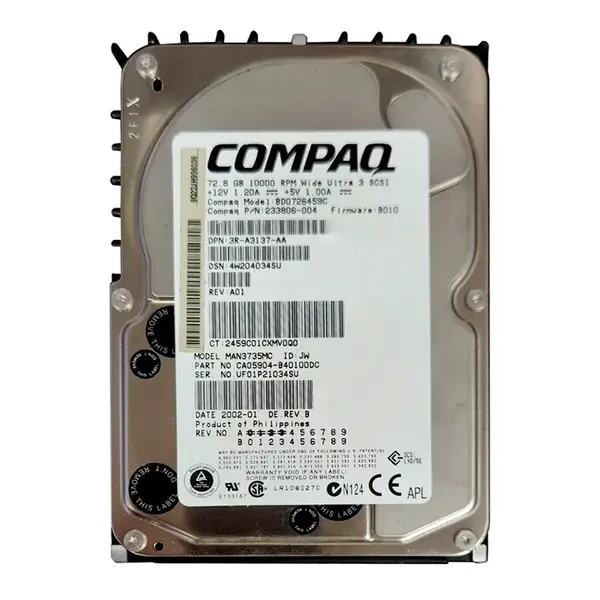 3R-A3137-AA HP 72.8GB Ultra-160 SCSI 10000 3.5-inch Hard Drive