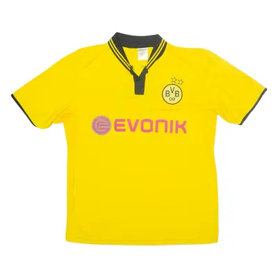 BORUSSIA DORTMUND Mens Football Shirt Jersey Yellow Collared L