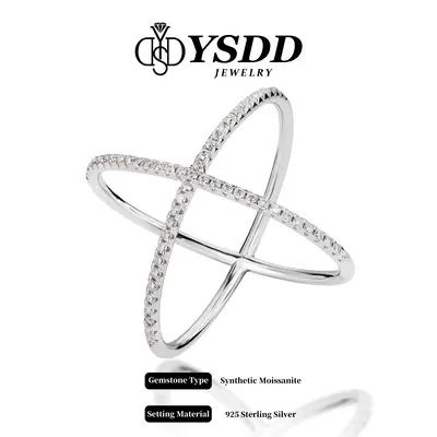 ă#202 Criss CrossăSynthetic Moissanite Ring in 925 Sterling Silver