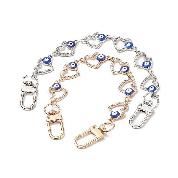 Alloy Enamel Heart with Evil Eye Link Chain Bag Extender Chains