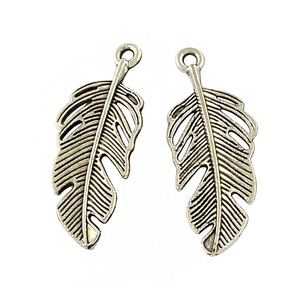 Tibetan Style Alloy Feather Pendants