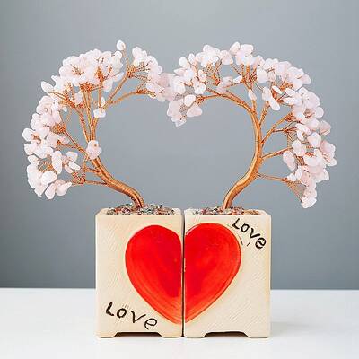 Natural Rose Quartz Tree of Life Display Decorations