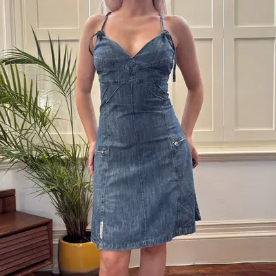 Pacific Trail Mini Denim Dress - Small Blue Cotton