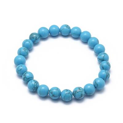 Synthetic Turquoise Jasper Bead Stretch Bracelets