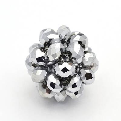 Electroplate Glass Round Woven Beads
