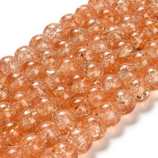 Spray Painted Crackle Glass Beads Strands
