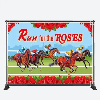 Run For Roses Horsing Red Kentucky Derby Backdrop - Aperturee