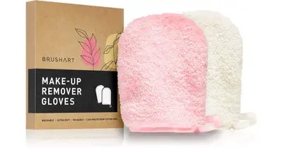 Brushart Home Salon Makeup Remover Gloves Pink Cream Makeup Remover Glove 2 Pcs
