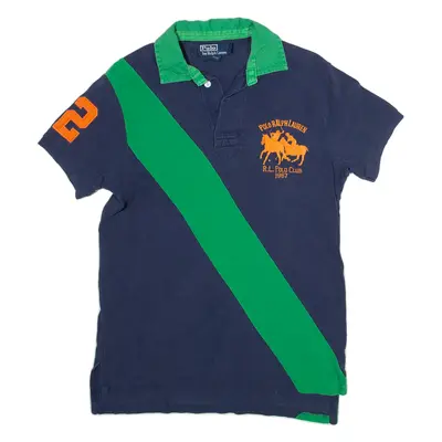 POLO RALPH LAUREN Custom Fit Mens Polo Shirt Blue 90s S