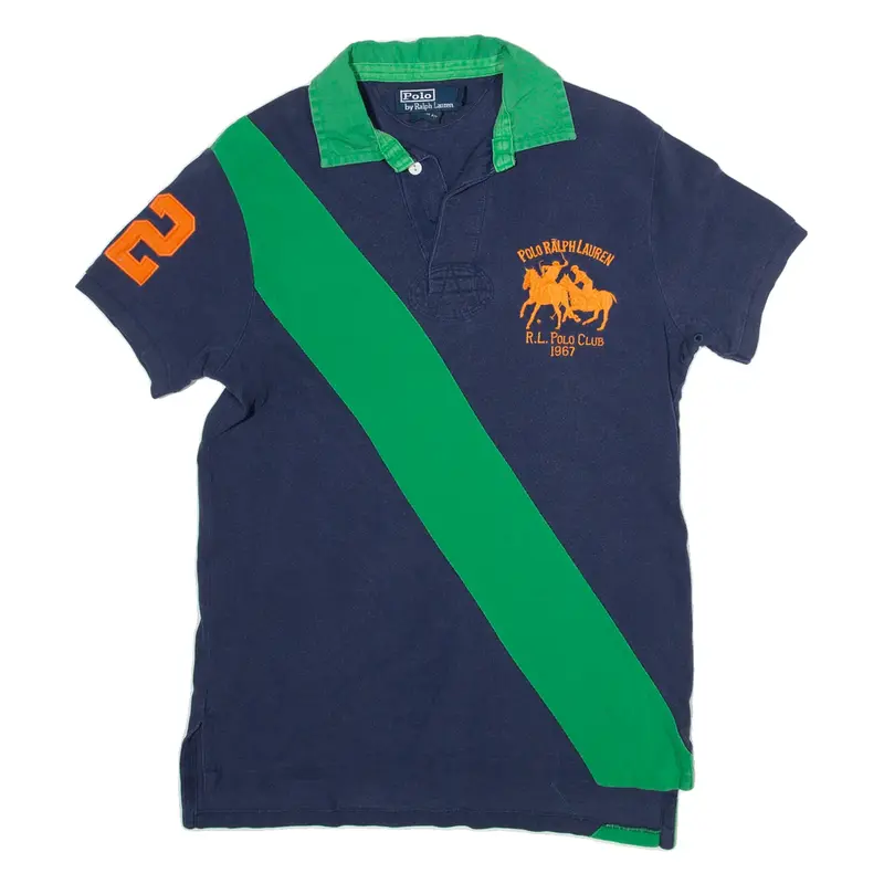POLO RALPH LAUREN Custom Fit Mens Polo Shirt Blue 90s S